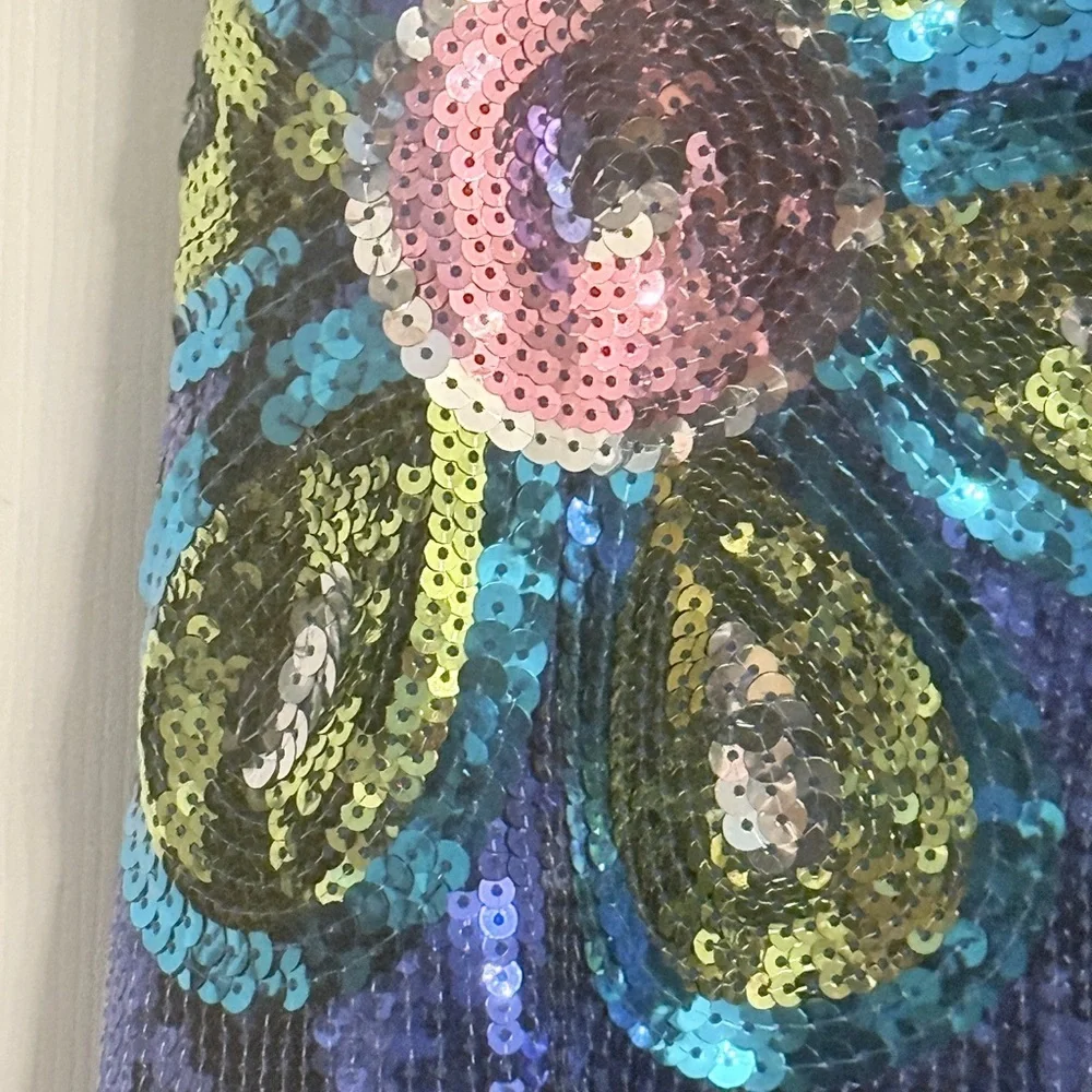 Justice Shimmering Blue Girls Sz 14 Dress Sequin Flowers EXCELLENT CONDITION DA